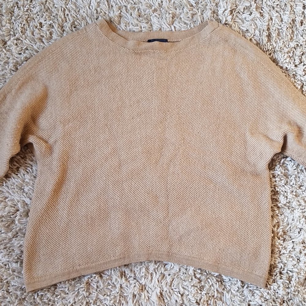 The Limited, Beige, Boxy Crop, Wool Blend Sweater